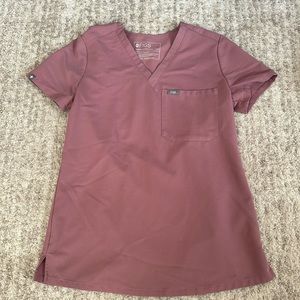 Figs Catarina 1 pocket scrub top - mineral mauve